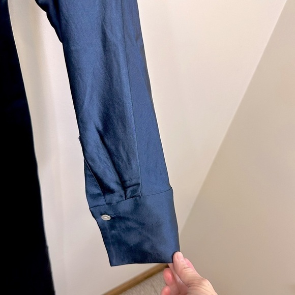 NWT Madewell Satin Button Front Midi Shirtdress Classic Indigo Blue Size 8 - Picture 5 of 15